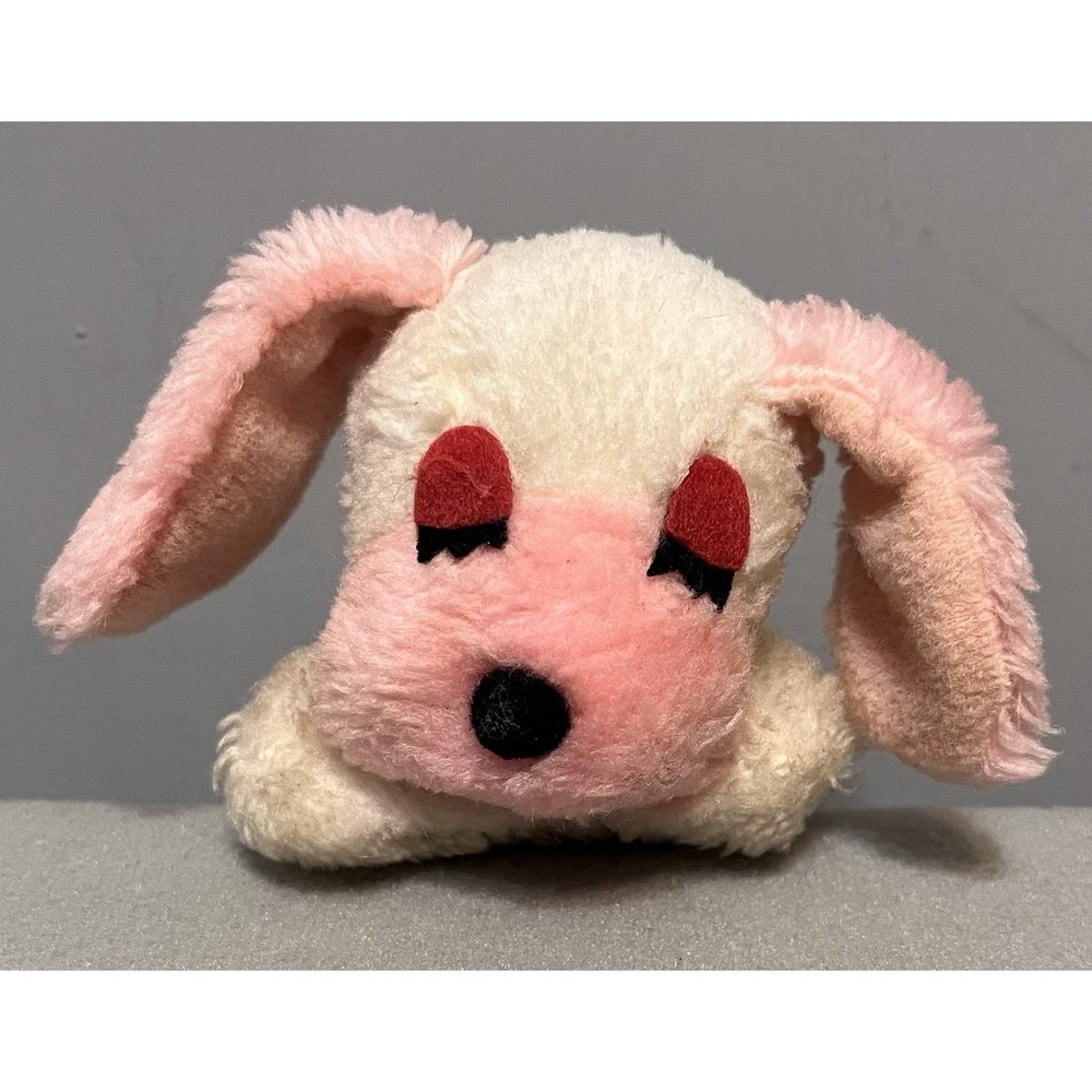 Wallace Berrie Vintage Very Rare Cream Puff‎ Plush Pink Face Ears Tail 1980